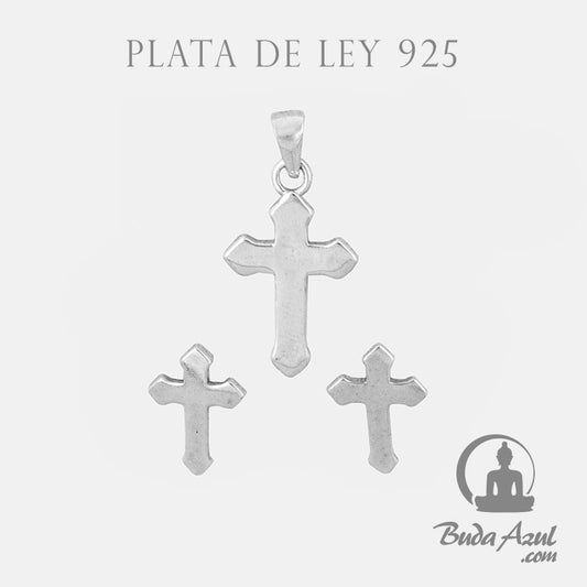 Juego Pendientes Colgante Plata de Ley 925 CRUZ REF 690