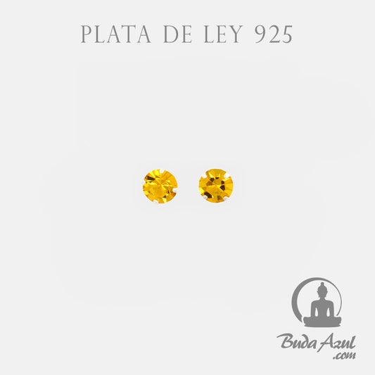Pendientes Plata de Ley 925 circonita 4mm amarillo
