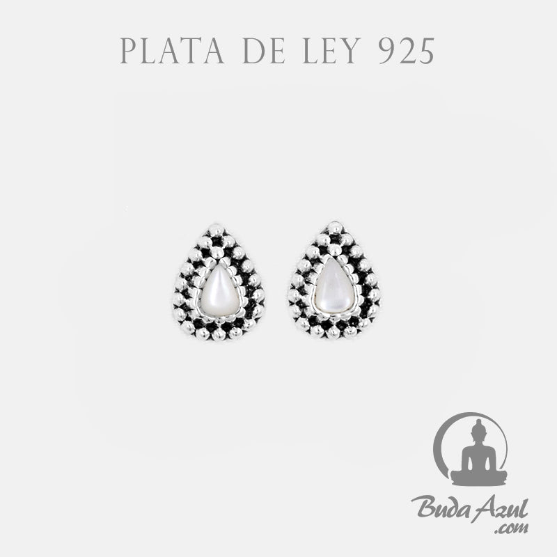 Pendientes Plata de Ley 925 gota nacar