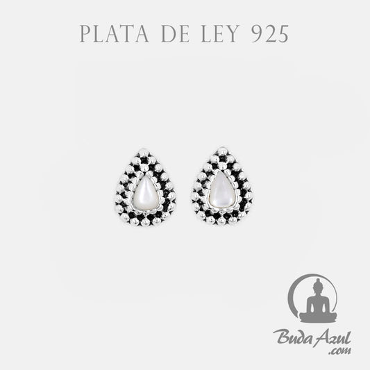 Pendientes Plata de Ley 925 gota nacar