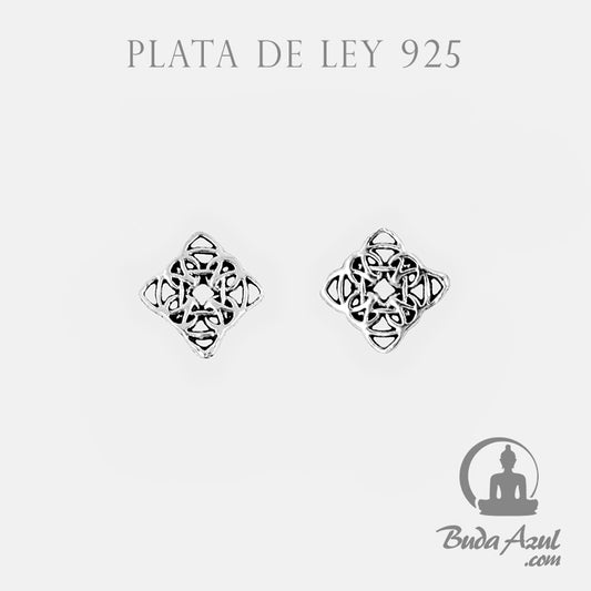 Pendientes Plata de Ley 925 rombo celta relieve