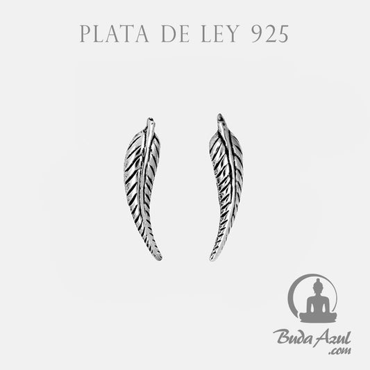 Pendientes Plata de Ley 925 plumas delgado