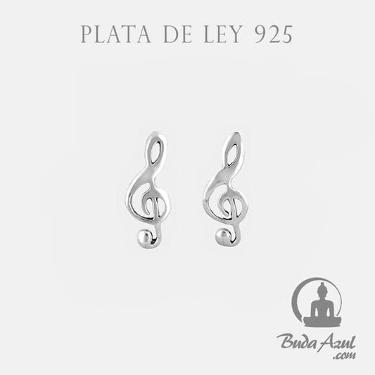 Pendientes Plata de Ley 925 nota musical sol