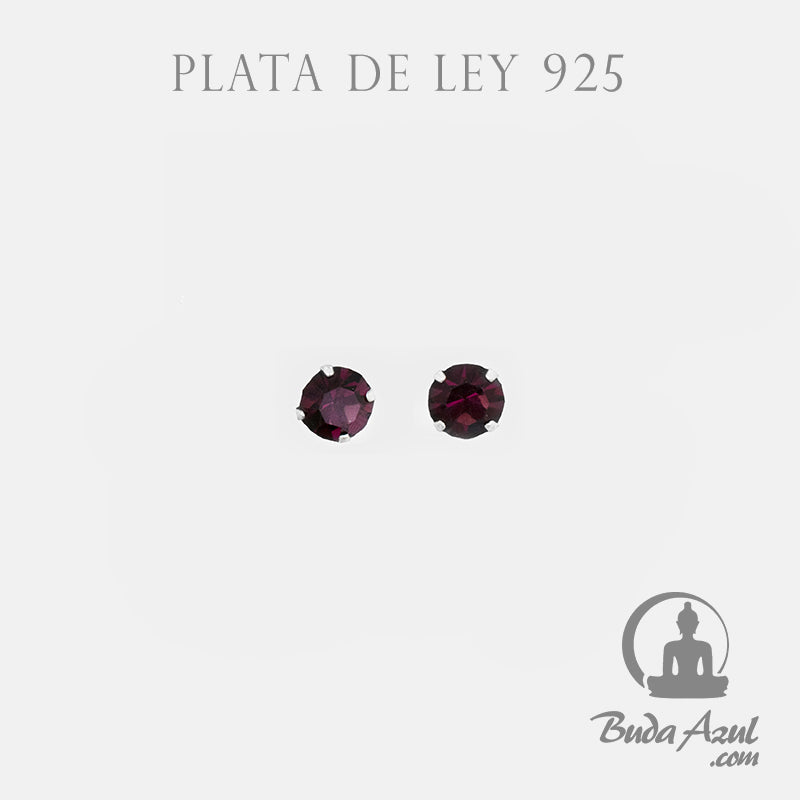 Pendientes Plata de Ley 925 circonita 4mm granate