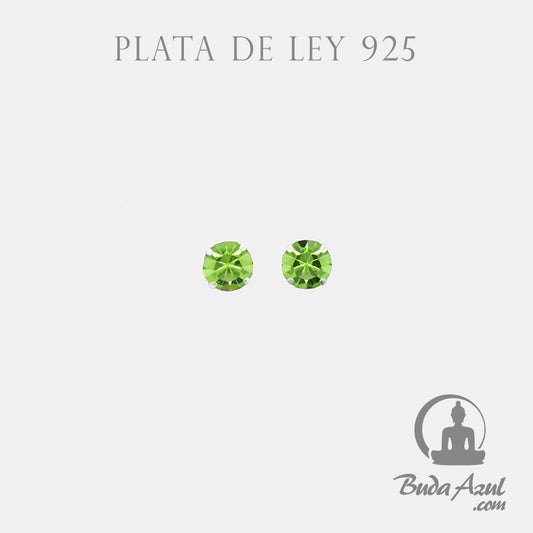 Pendientes Plata de Ley 925 circonita 4mm verde