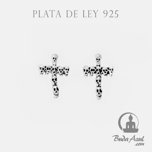 Pendientes Plata de Ley 925 cruz calavera