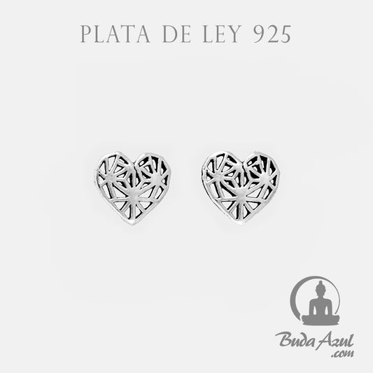 Pendientes Plata de Ley 925 corazón relieve