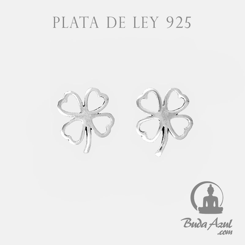 Pendientes Plata de Ley 925 trébol cuatro hojas