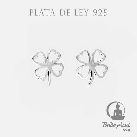 Pendientes Plata de Ley 925 trébol cuatro hojas