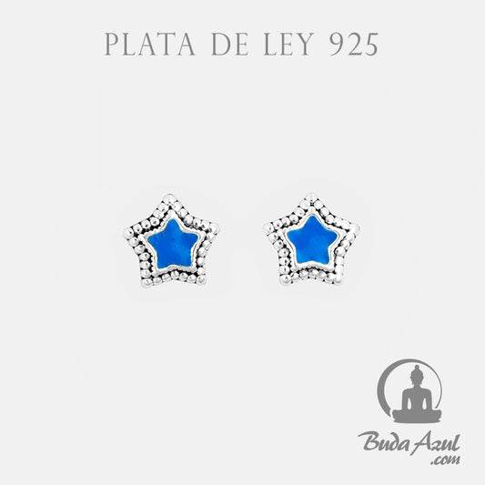 Pendientes Plata de Ley 925 estrella azul