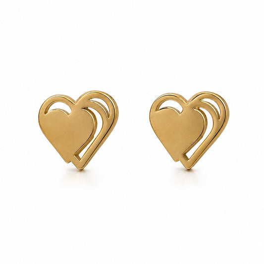 Pendientes Corazón de Acero Inoxidable Dorado