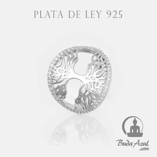 Anillo Plata de Ley 925 ARBOL DE LA VIDA CIRCONITAS RAÍCES REF. 790