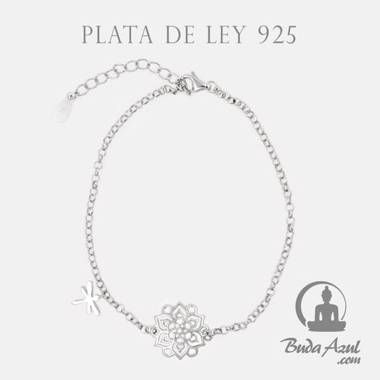 Pulsera Plata de Ley 925 MANDALA Y LIBELULA REF 790
