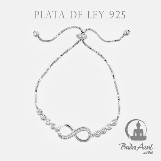 Pulsera Plata de Ley 925 INFINITO PIEDRAS CIRCONITAS AJUSTABLE REF 1990